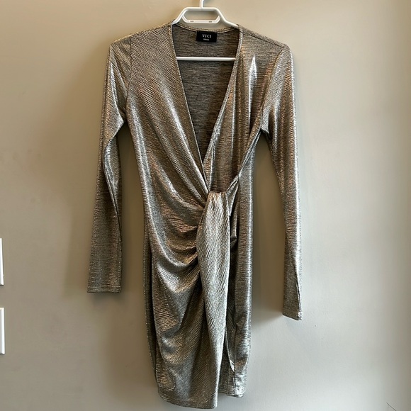 Vici Luminescent Long Sleeve Twist Dress - Picture 2 of 5